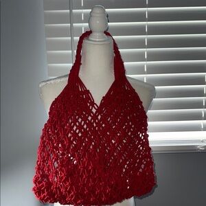 Red Crochet shoulder bag